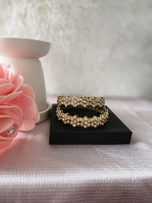 Elegant Gold-Toned Stone-Studded Bangles