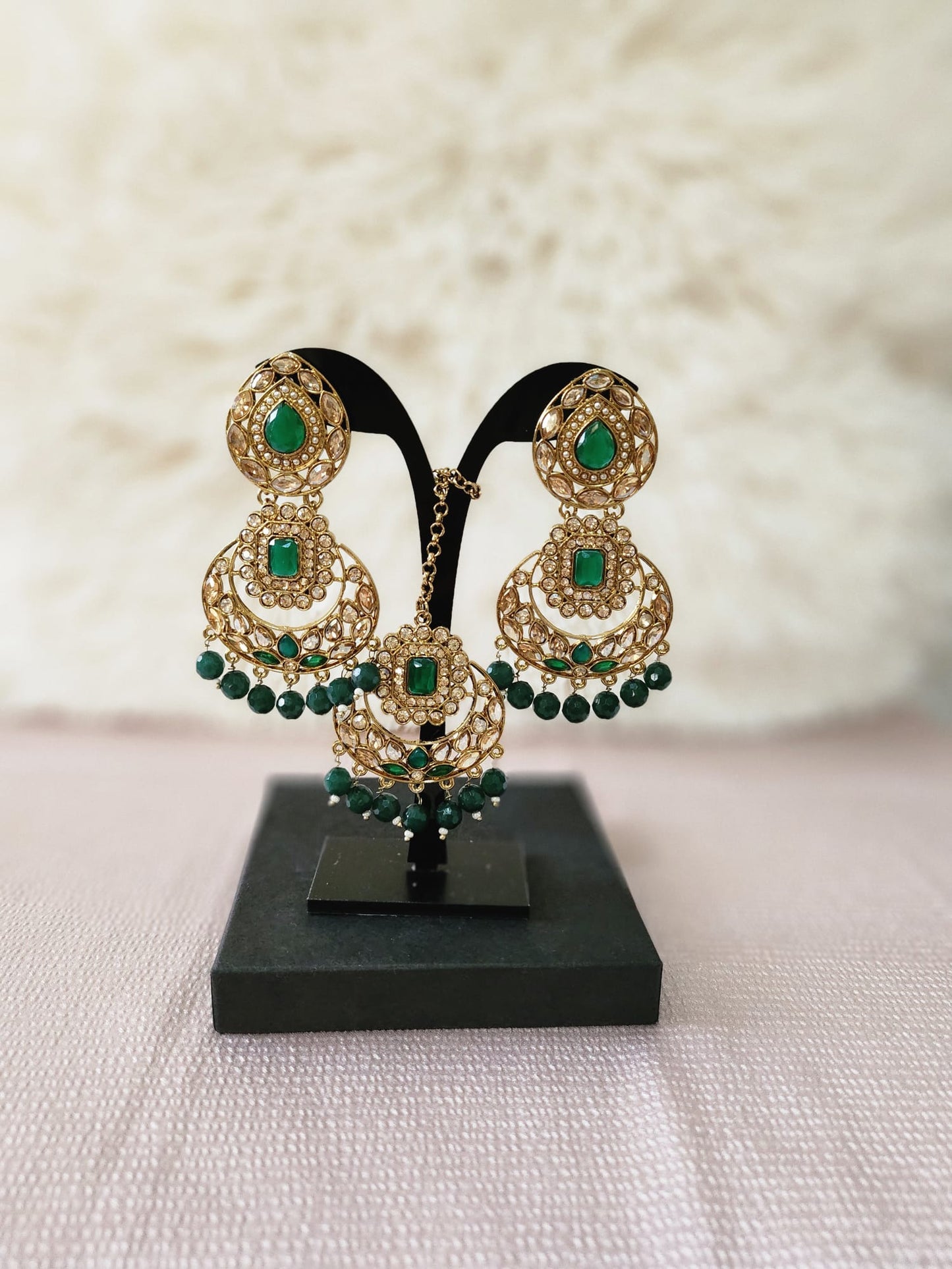 Elegant Kundan Earrings & Tikka with Beads for Women - Available in Multiple Colours