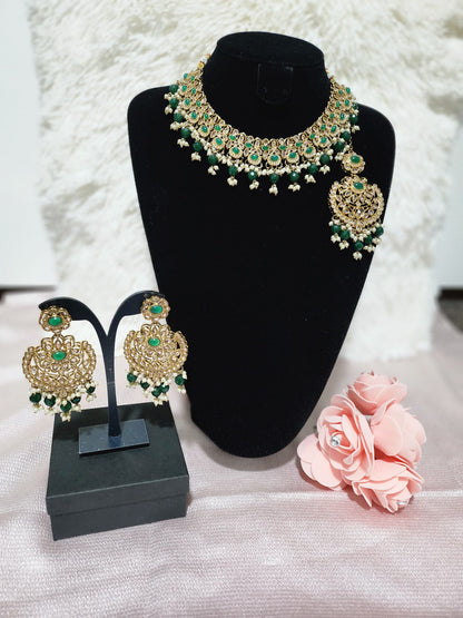 Vibrant Kundan Necklace Set with Matching Earrings for Women