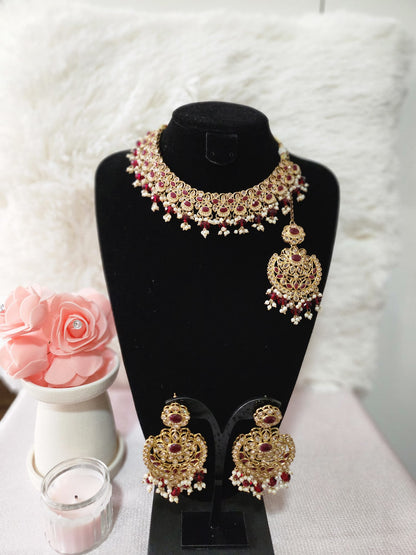 Vibrant Kundan Necklace Set with Matching Earrings for Women