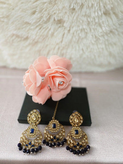 Elegant Kundan Earrings & Tikka with Beads for Women - Available in Multiple Colours