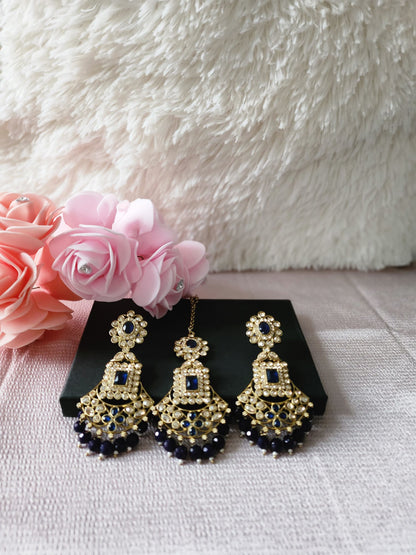 Exquisite Kundan Earrings Set with Tikka for Women