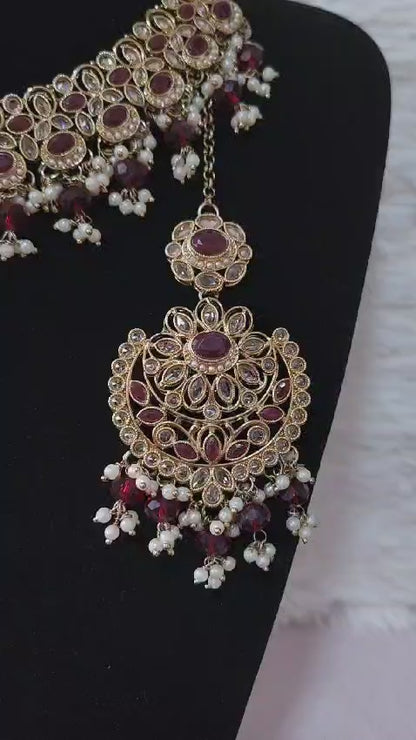 Vibrant Kundan Necklace Set with Matching Earrings for Women