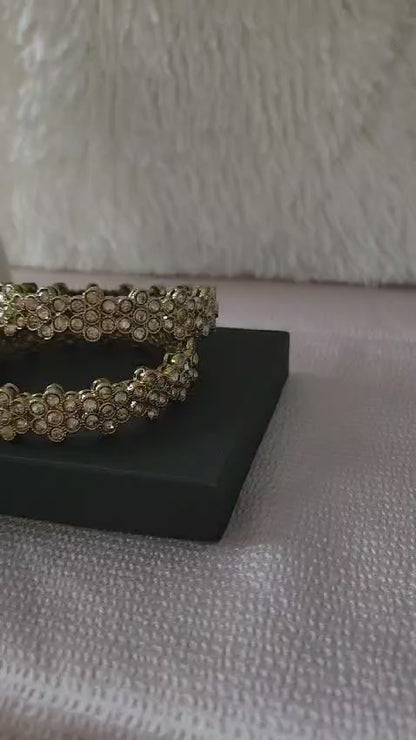 Elegant Gold-Toned Stone-Studded Bangles