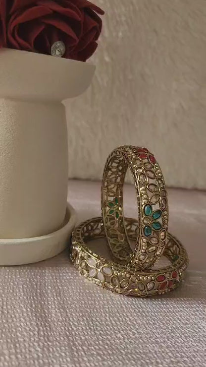 Multi-coloured Stone Bangles for Women - Elegant Design